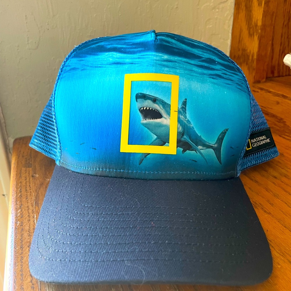 Buff Blue Mesh Snapback Hat with Marine Graphic